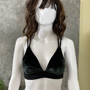 PINK Victoria Secret Velvet Triangle Bralette Women’s  Size S Black Velour Y2K